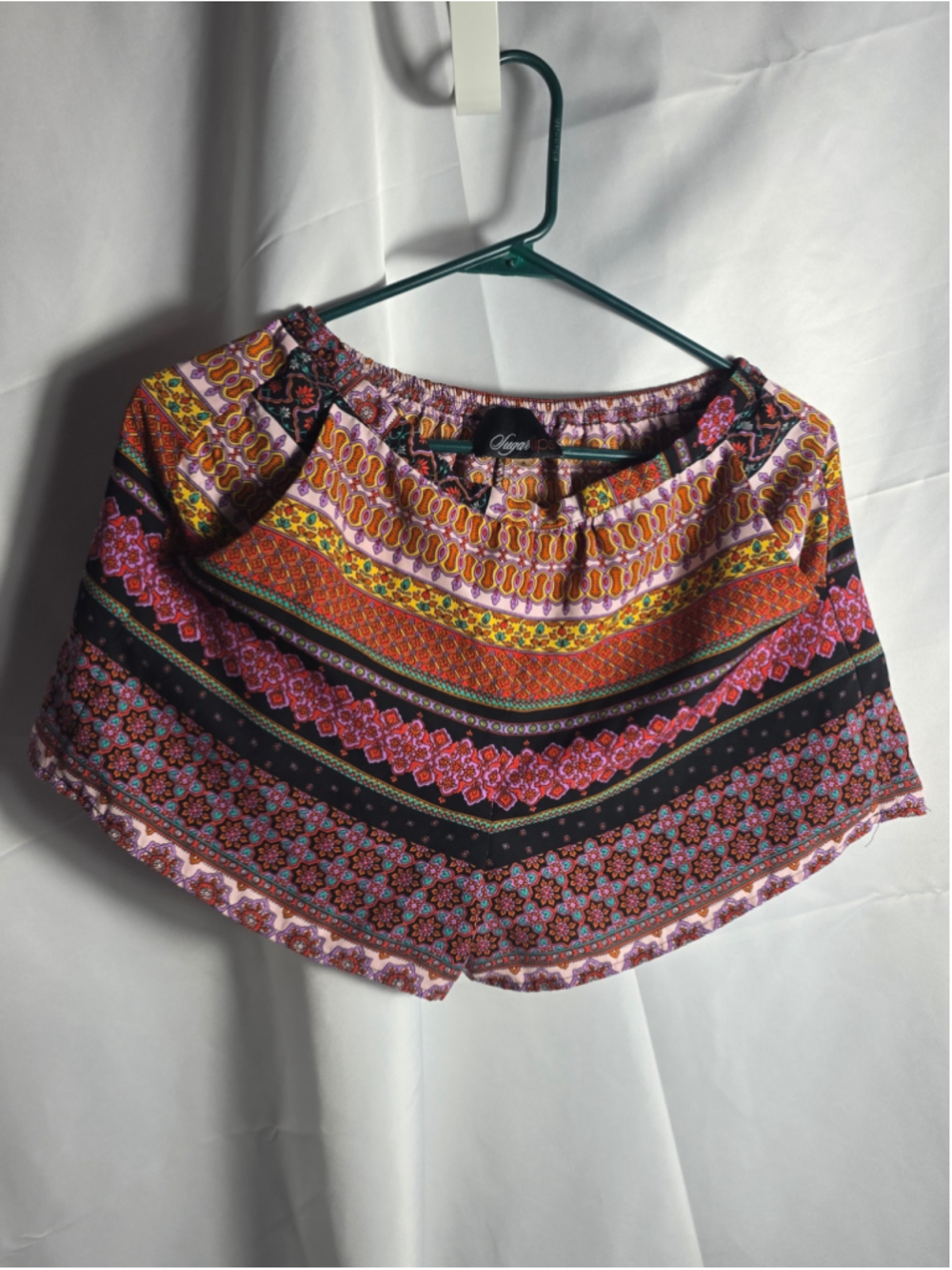 Women's Sugarlips Printed Shorts Size S Black Multi-color boho-chic punk 90's
